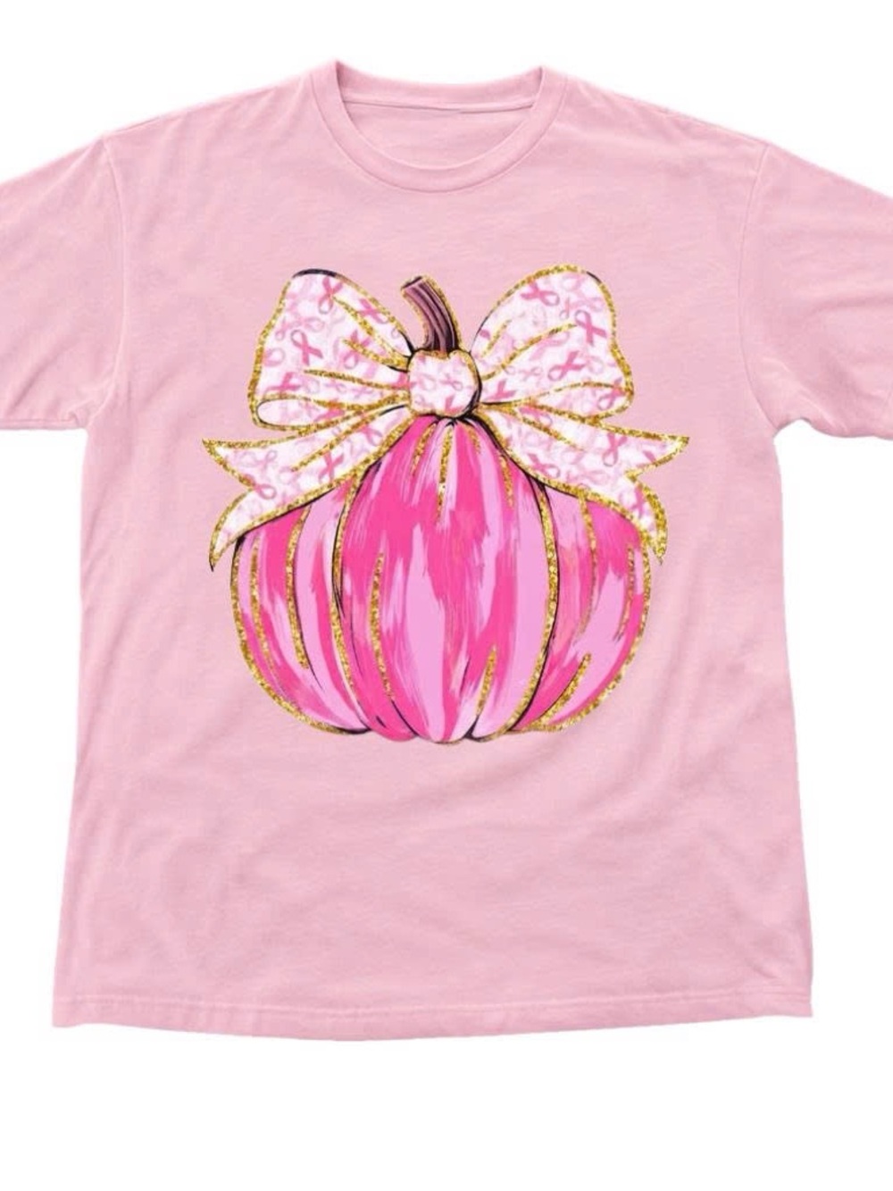 Girls Pink Pumpkin Bow Graphic Tee